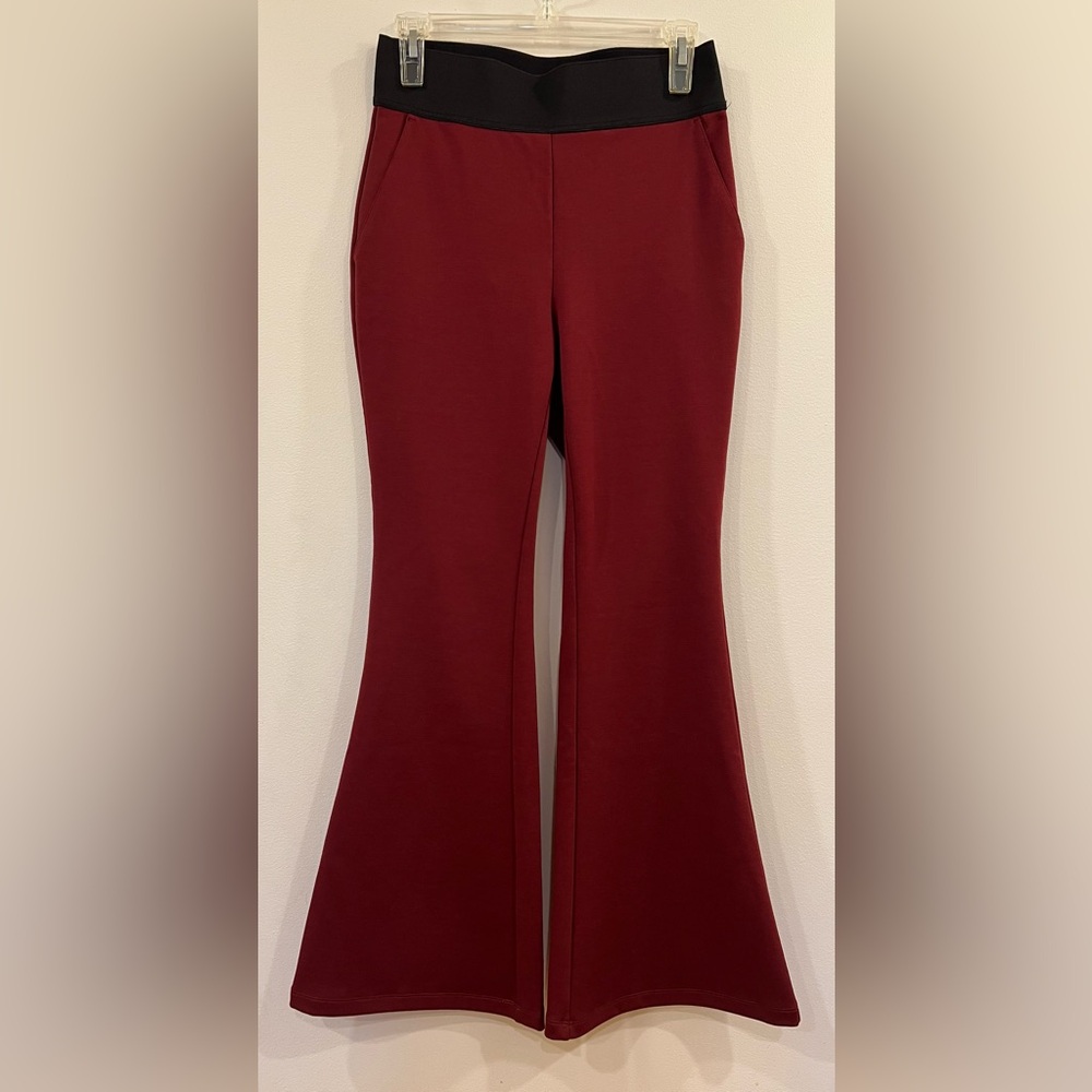 DG2 Ponte Knit Pull On High Rise Flare Pants, Size PS, Color: Wine